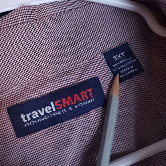 Roundtree Yorke Travel Smart Men's Shirt 3XT Button Long Sleeve Easy Care Plaid - Picture 2 of 15